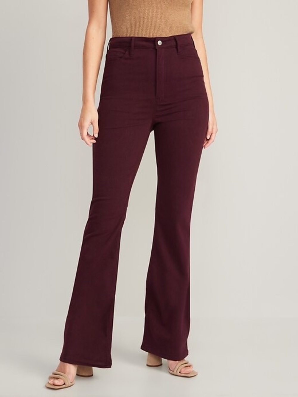 NWT Old Navy High-Rise Flare Pants in "Raisin", Soft Stretch Fabric, Women's 18